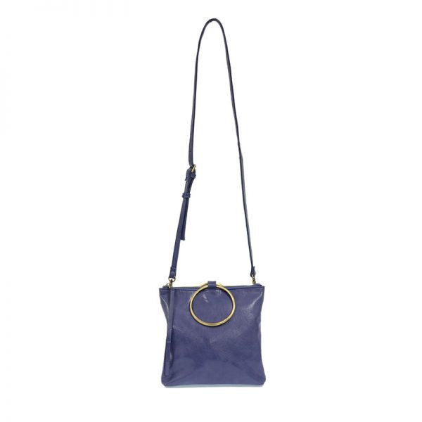 AMELIA RING TOTE BAG GOLD HANDLE-BLUEBERRY - Kingfisher Road - Online Boutique