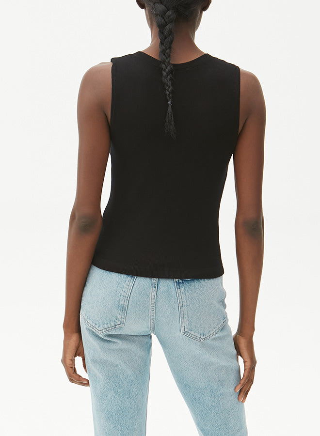 SOFIE CROPPED V NECK TANK - BLACK - Kingfisher Road - Online Boutique