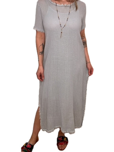 COTTON 2 PIECE LONG DRESS-SILVER - Kingfisher Road - Online Boutique