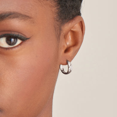 SPARKLE DOME HOOP EARRINGS-SILVER - Kingfisher Road - Online Boutique