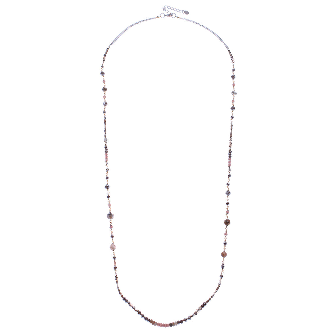 GREY/PINK MIX BEAD NECKLACE - Kingfisher Road - Online Boutique