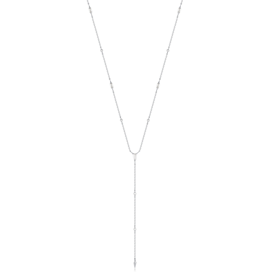 SPARKLE POINT Y NECKLACE-SILVER