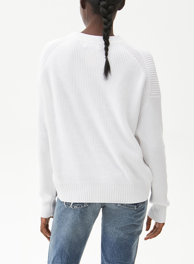 WHITE RICHIE BOXY CREW NECK PULLOVER - Kingfisher Road - Online Boutique