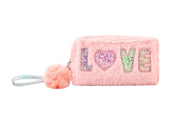 FAUX FUR LOVE COSMETIC BAG - Kingfisher Road - Online Boutique