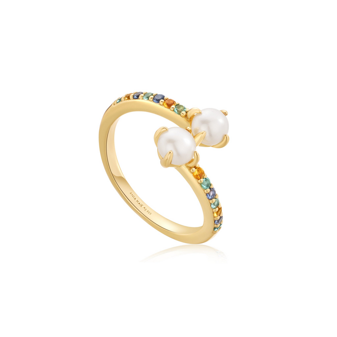 GEM PEARL WRAP RING-GOLD - Kingfisher Road - Online Boutique
