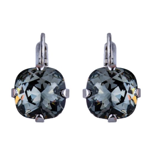 CUSHION CUT LEVERBACK EARRINGS-BLACK DIAMOND - Kingfisher Road - Online Boutique