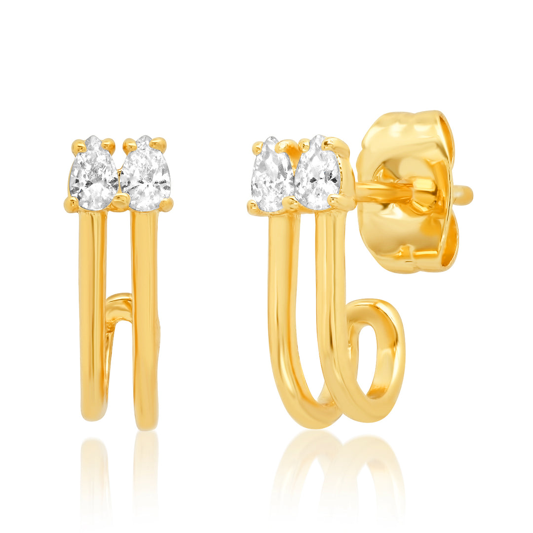 DOUBLE TEARDROP CZ HUGGIE-GOLD - Kingfisher Road - Online Boutique