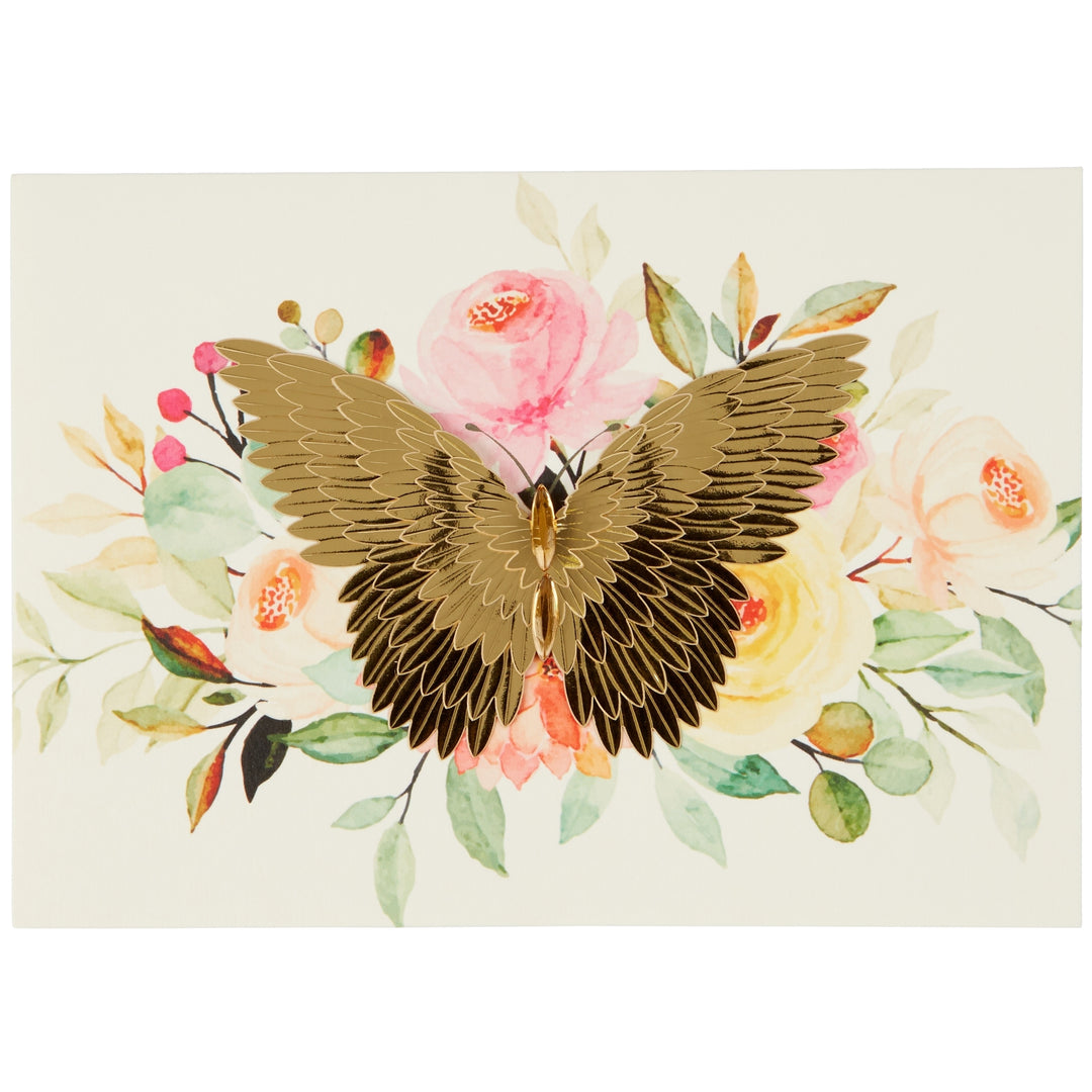 GOLD BUTTERFLY ON FLOWERS BLANK - Kingfisher Road - Online Boutique