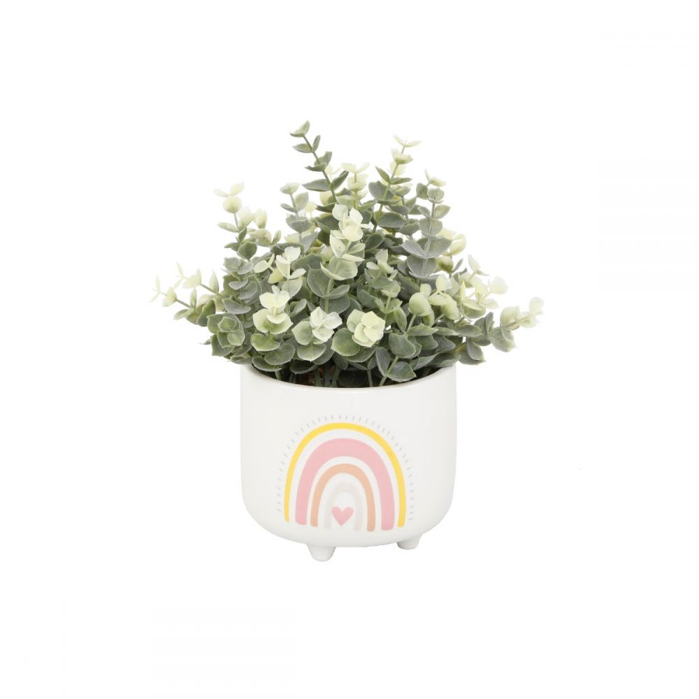 FAUX EUCALYPTUS IN DBL RAINBOW POT-PINK - Kingfisher Road - Online Boutique