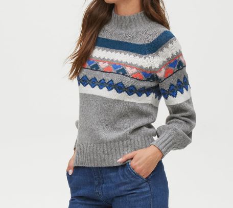 PERNILLE TURTLENECK SWEATER - HEATHER GREY COMBO - Kingfisher Road - Online Boutique