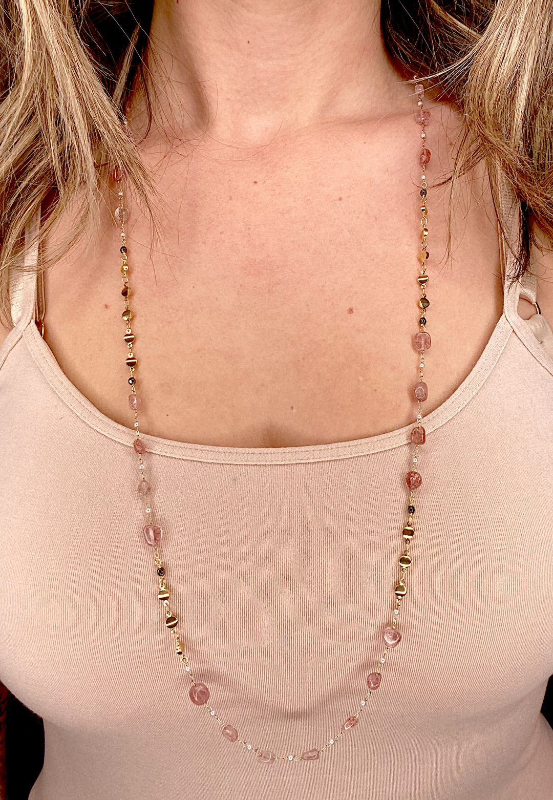 AGATE AND GLASS BEAD CHAIN - Kingfisher Road - Online Boutique