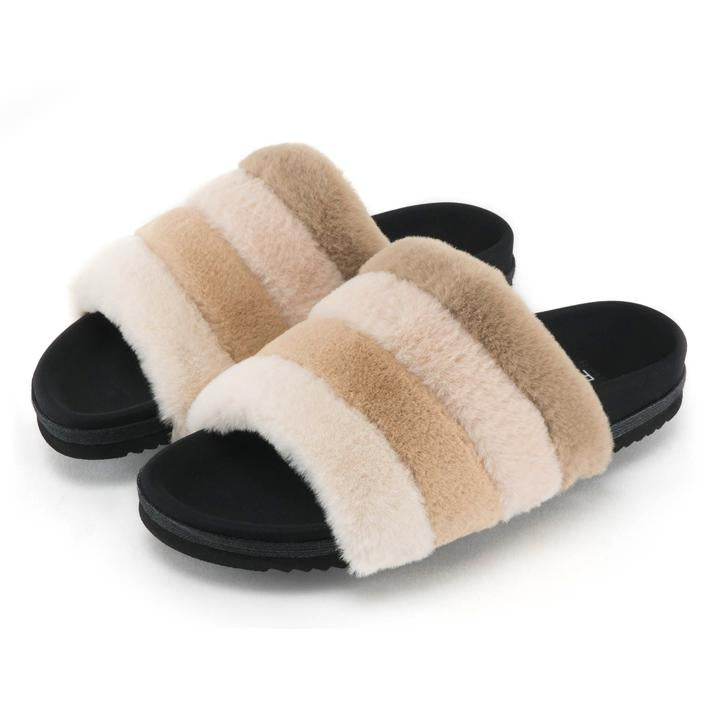 CREAM FUZZY PRISM SLIPPERS - Kingfisher Road - Online Boutique