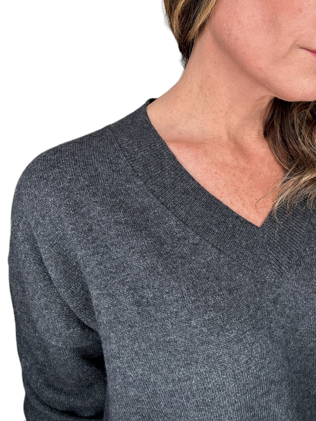 ODETTE V-NECK SWEATER-CHARCOAL - Kingfisher Road - Online Boutique