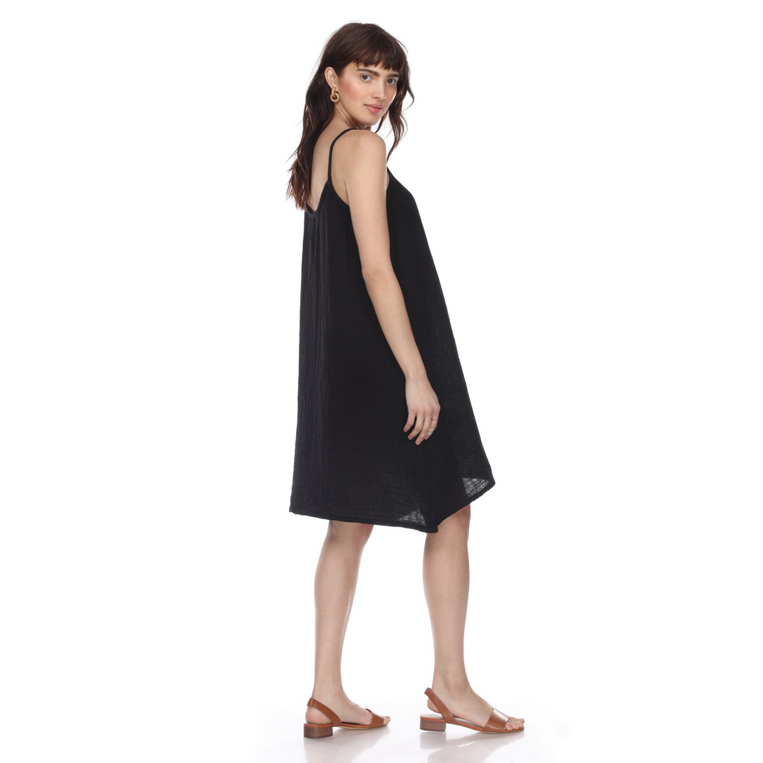 BLACK COTTON SLIP DRESS - Kingfisher Road - Online Boutique