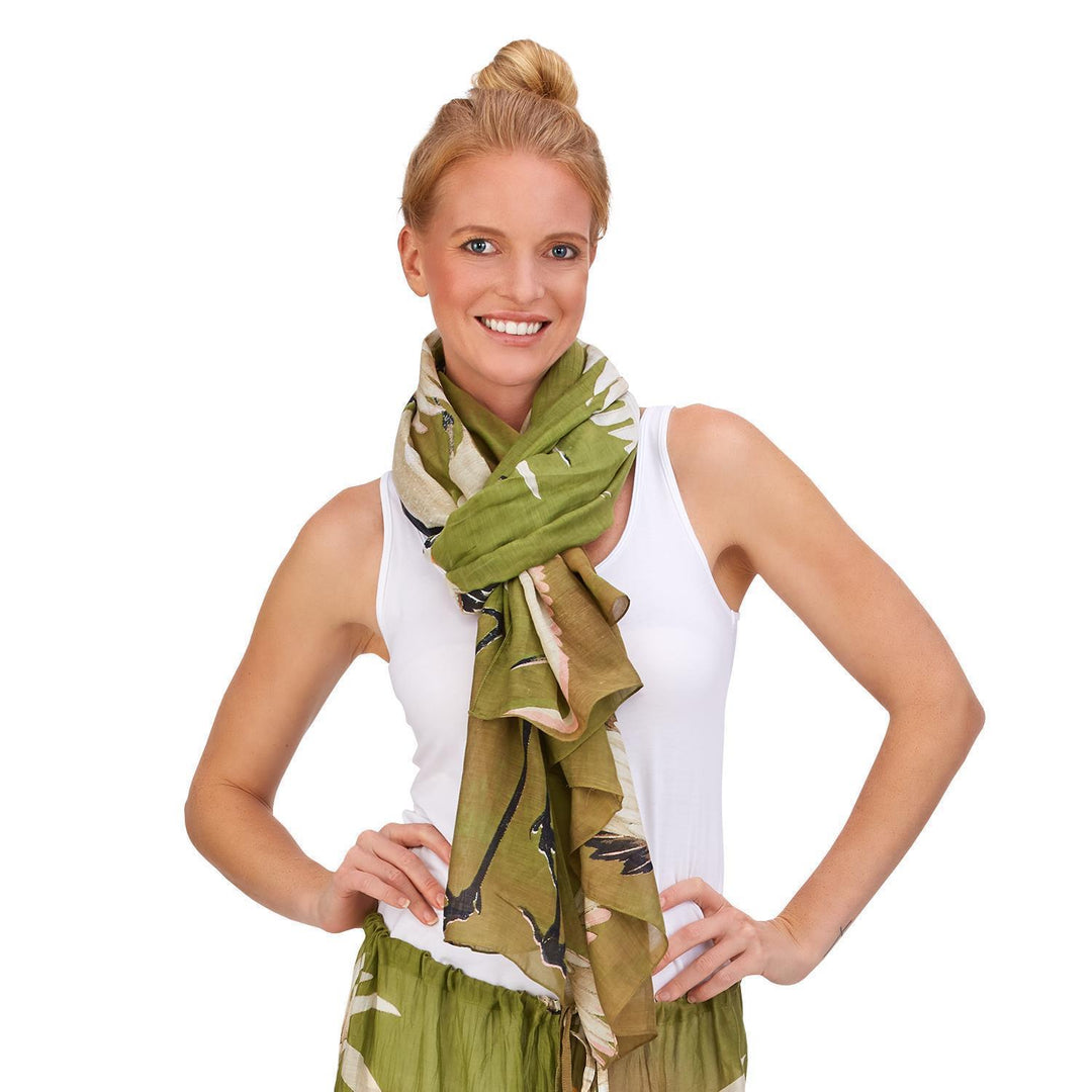 HERON LIGHTWEIGHT PRINT SCARF - Kingfisher Road - Online Boutique