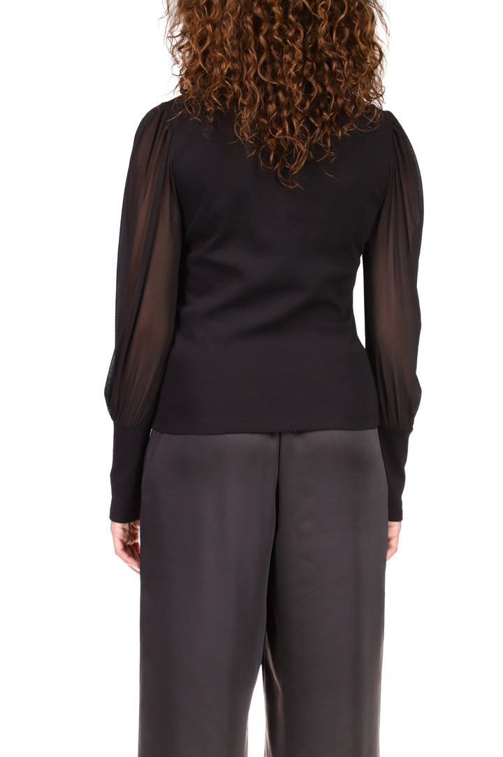 ON MY MIND MESH SLEEVE TOP - BLACK - Kingfisher Road - Online Boutique
