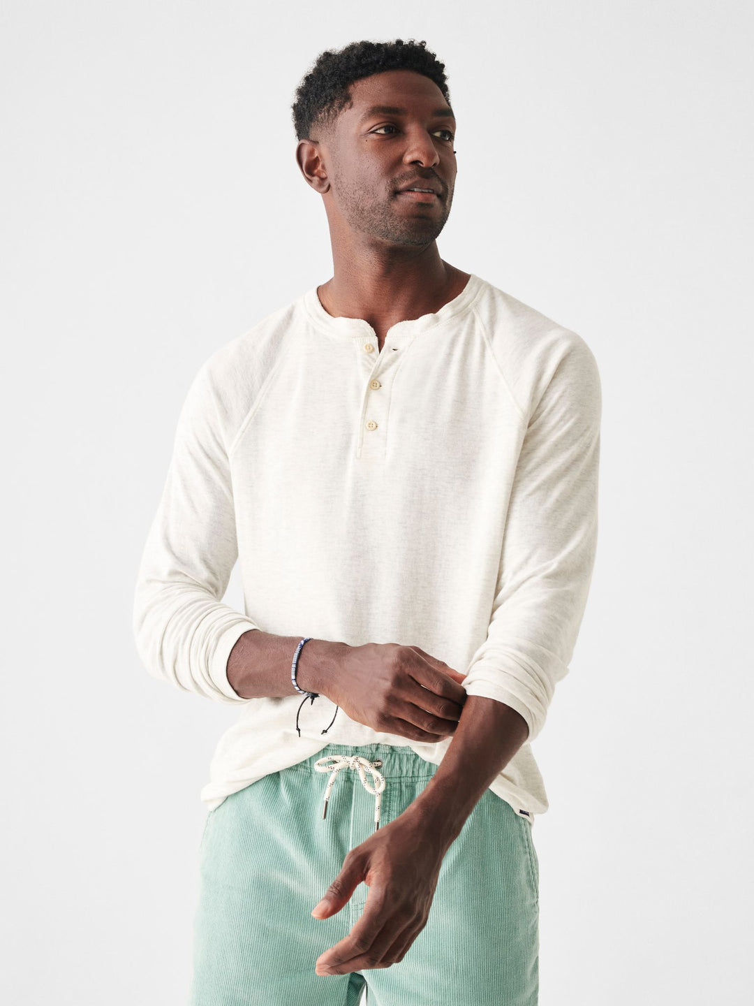 CLOUD LONG SLEEVE HENLEY - IVORY HEATHER - Kingfisher Road - Online Boutique