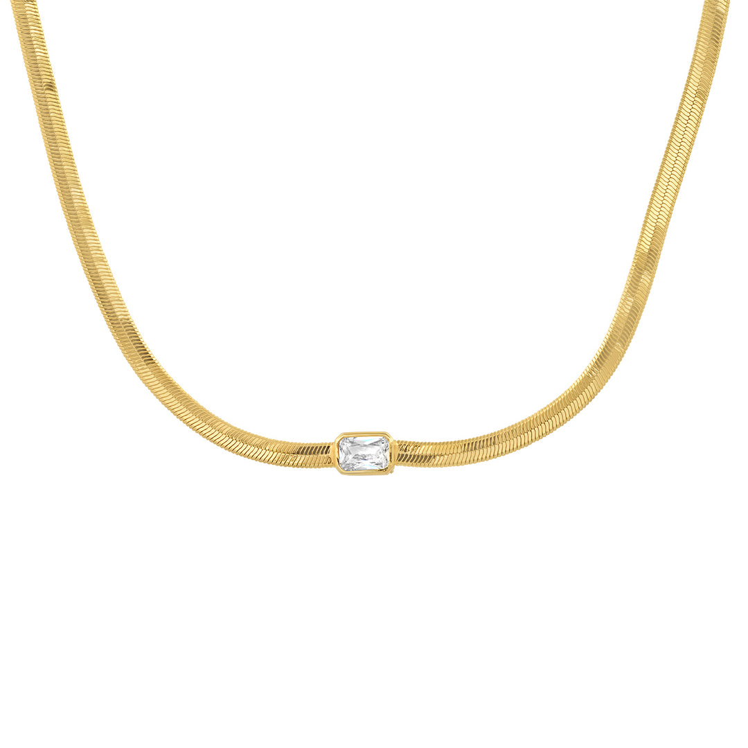 SNAKE CHAIN NECKLACE WITH STONE - GOLD - Kingfisher Road - Online Boutique