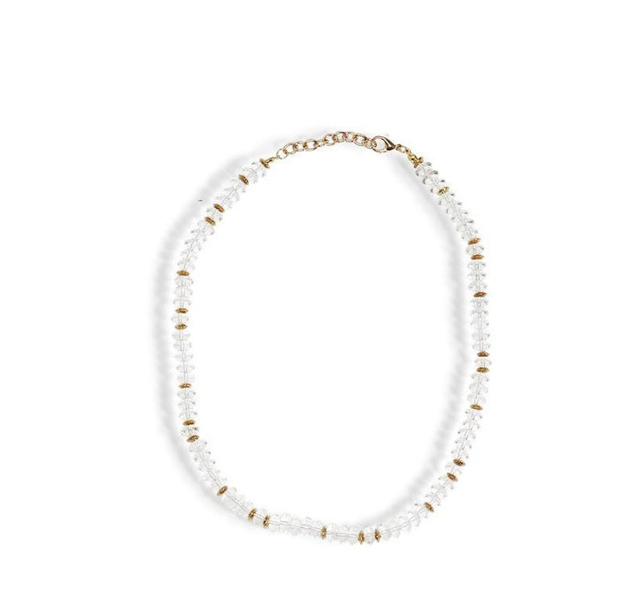CRYSTAL BEAD NECKLACE WITH GOLD ACCENTS