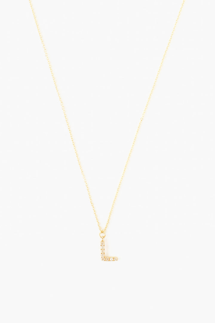 14K GOLD AND WHITE DIAMOND INITIAL NECKLACE - Kingfisher Road - Online Boutique