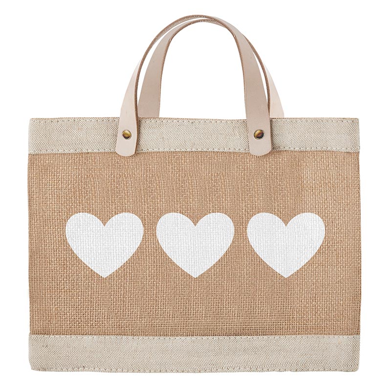 HEARTS JUTE AND CANVAS MINI TOTE - Kingfisher Road - Online Boutique