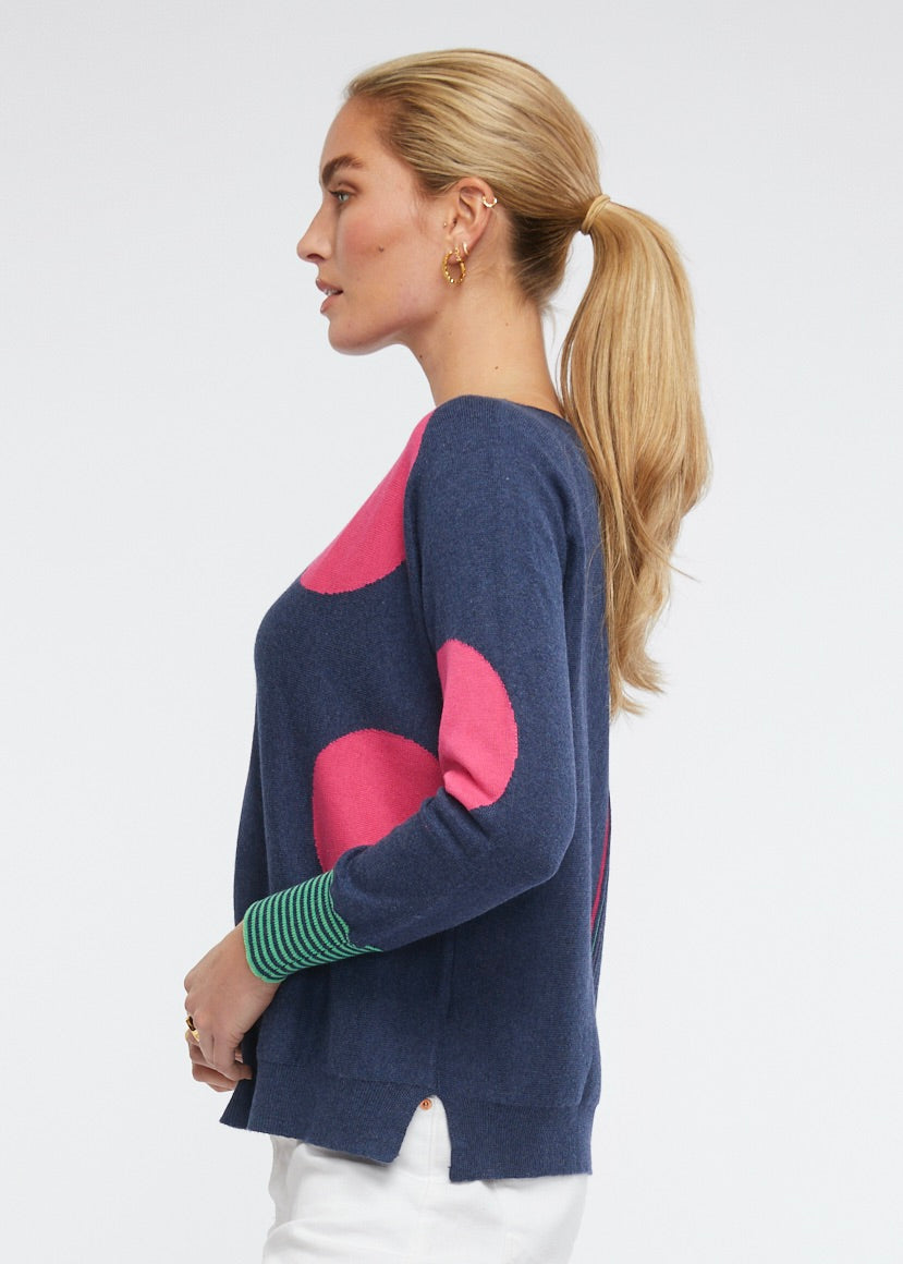 SPOT SWEATER-DENIM - Kingfisher Road - Online Boutique