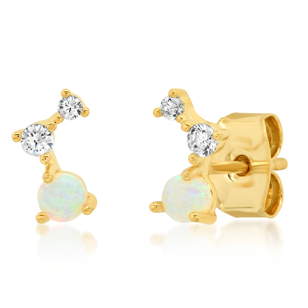 OPAL STUD WITH DOUBLE CZ ACCENT - Kingfisher Road - Online Boutique