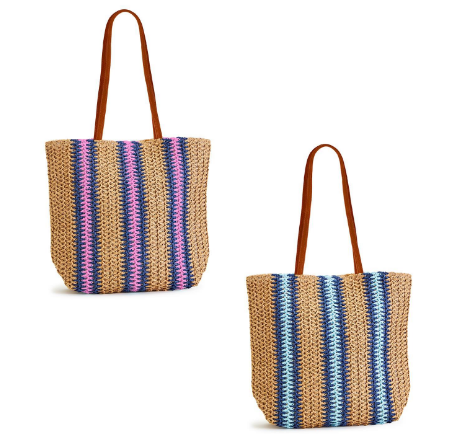 STRAW STRIPED TOTE BAG - Kingfisher Road - Online Boutique