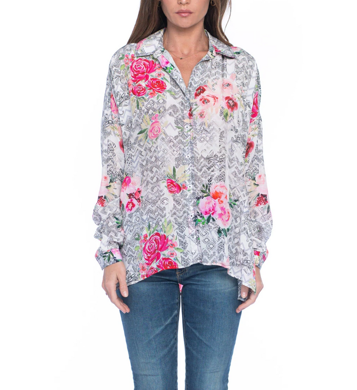KENNEDY BUTTON DOWN TOP - ROSE - Kingfisher Road - Online Boutique