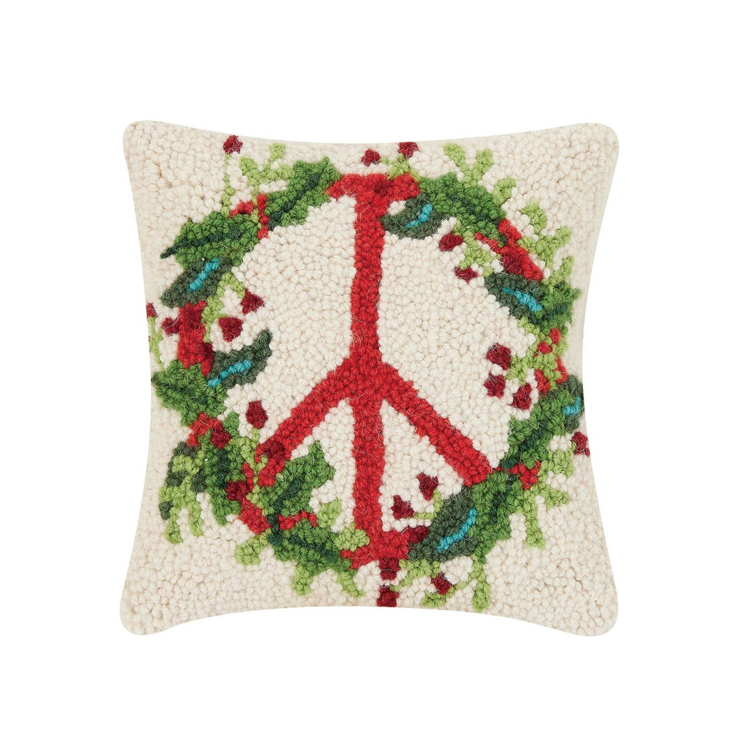 PEACE SIGN WITH GREENERY PILLOW - Kingfisher Road - Online Boutique