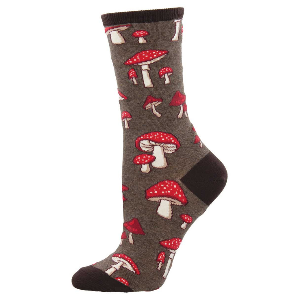 PRETTY FLY FOR A FUNGI CREW SOCKS-BROWN HEATHER
