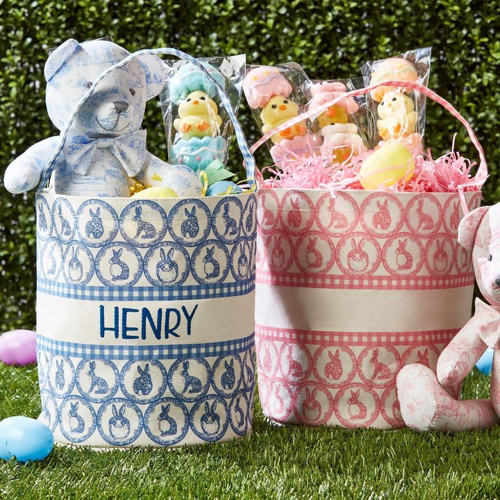 EASTER EGG HUNT BUCKET BAG W/ BUNNY/GINGHAM PRINT - Kingfisher Road - Online Boutique