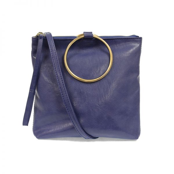 AMELIA RING TOTE BAG GOLD HANDLE-BLUEBERRY - Kingfisher Road - Online Boutique