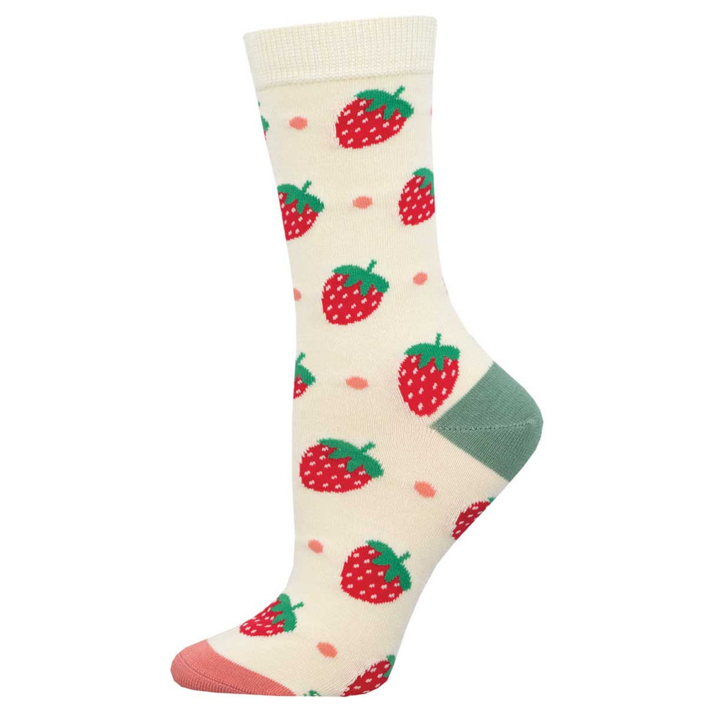 BAMBOO STRAWBERRY DELIGHT CREW SOCK-IVORY - Kingfisher Road - Online Boutique