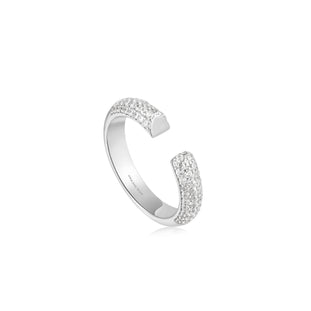 PAVE ADJUSTABLE DOME RING-SILVER - Kingfisher Road - Online Boutique