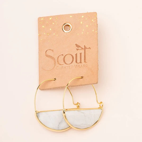 STONE PRISM HOOP EARRING- HOWLITE/GOLD - Kingfisher Road - Online Boutique