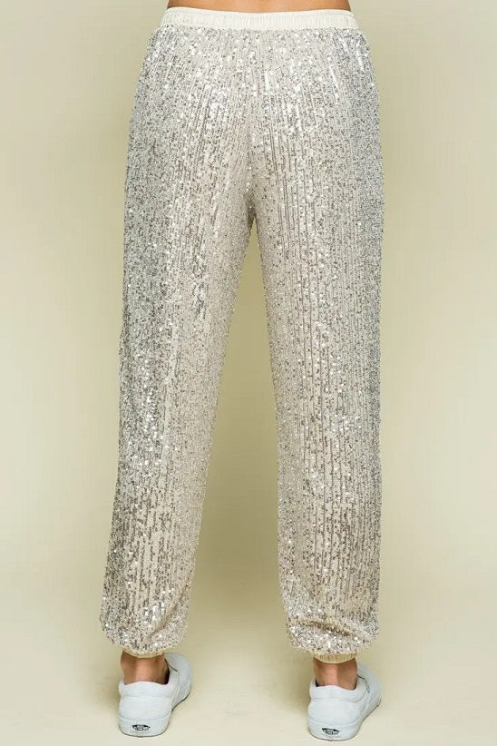 SEQUIN JOGGER-CHAMPAGNE - Kingfisher Road - Online Boutique