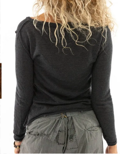 CASHMERE VNECK LONGSLEEVE-CHARCOAL - Kingfisher Road - Online Boutique