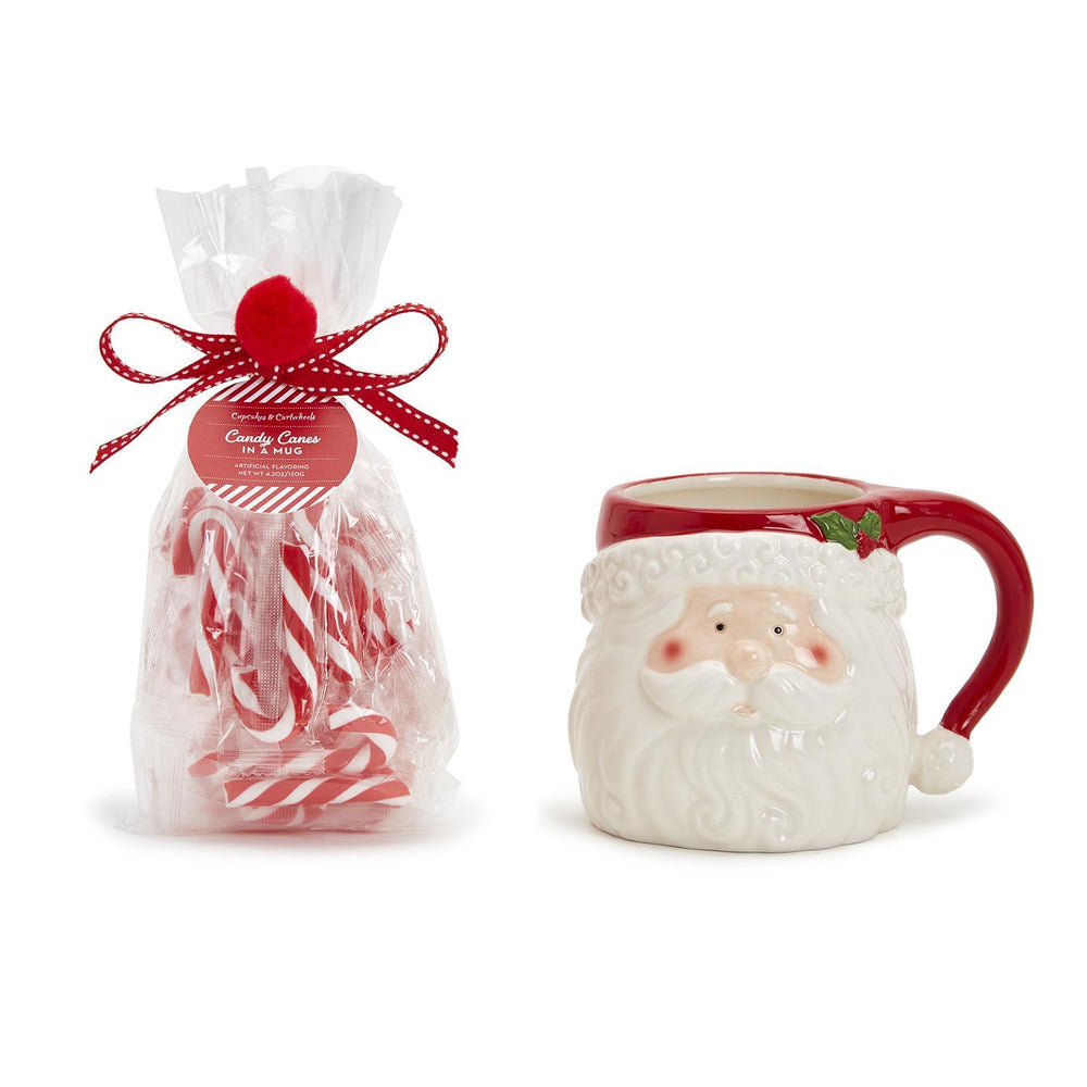 JOLLY SANTA MUG W/PEPPERMINT MINI CANDY CANES - Kingfisher Road - Online Boutique