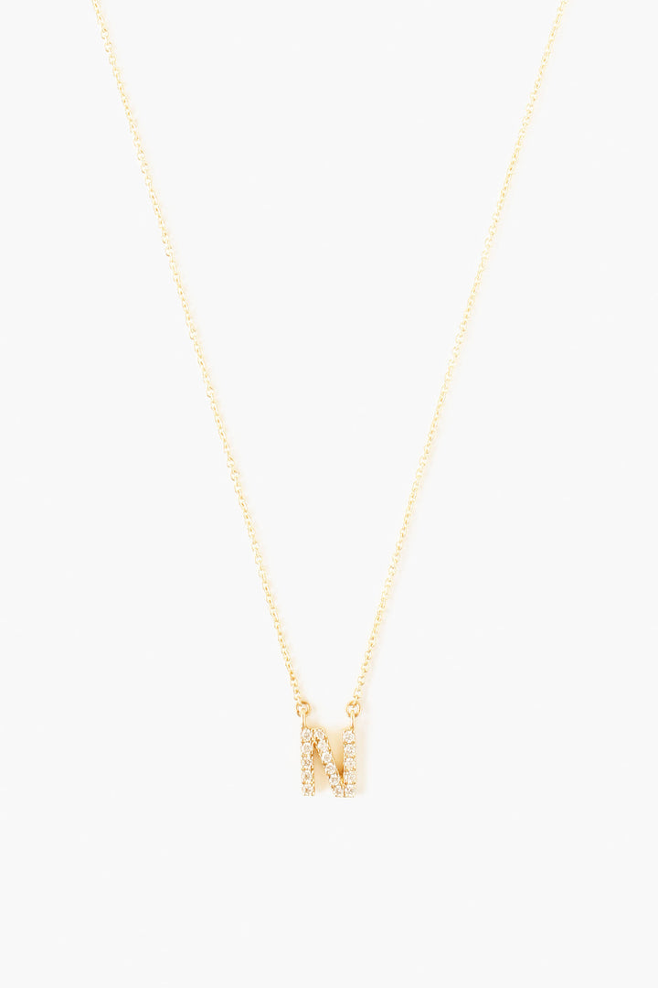 14K GOLD AND WHITE DIAMOND INITIAL NECKLACE - Kingfisher Road - Online Boutique