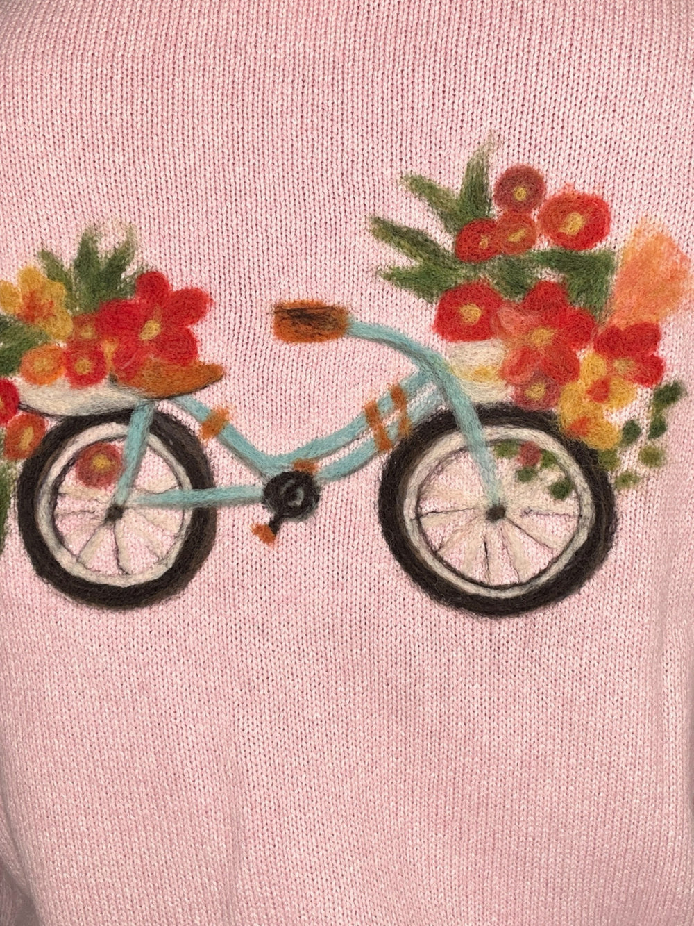 COTTON LINEN BICYCLE GARDEN CARDIGAN-LIGHT PINK - Kingfisher Road - Online Boutique