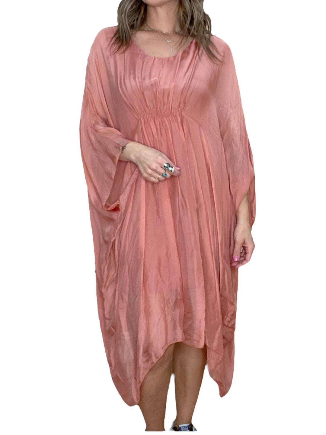 SALMON SILK DRESS - Kingfisher Road - Online Boutique