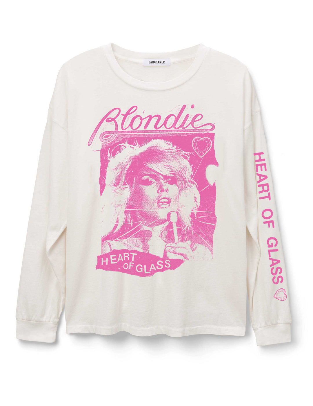 BLONDIE HEART OF GLASS FLYER LONG SLEEVE MERCH-VINTAGE WHITE - Kingfisher Road - Online Boutique