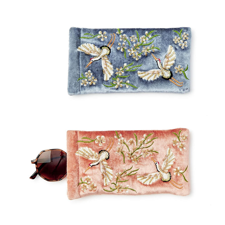 HERON EMBROIDERED AND EMBELLISHED GLASSES CASE - Kingfisher Road - Online Boutique