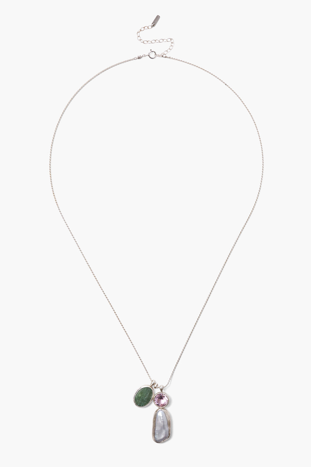 GREY PEARL MIX BEZEL DUO CHARM ADJUSTABLE NECKLACE - Kingfisher Road - Online Boutique