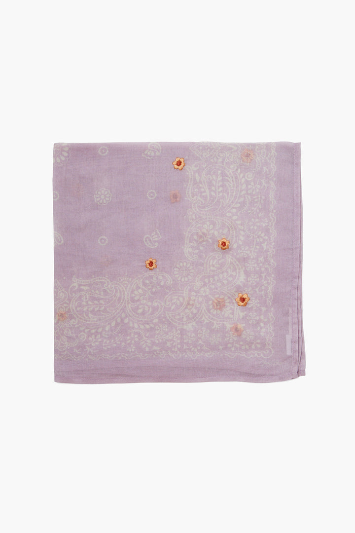 PAISLEY GARDEN EMBROIDERED NECKERCHIEF -WINSOME ORCHID