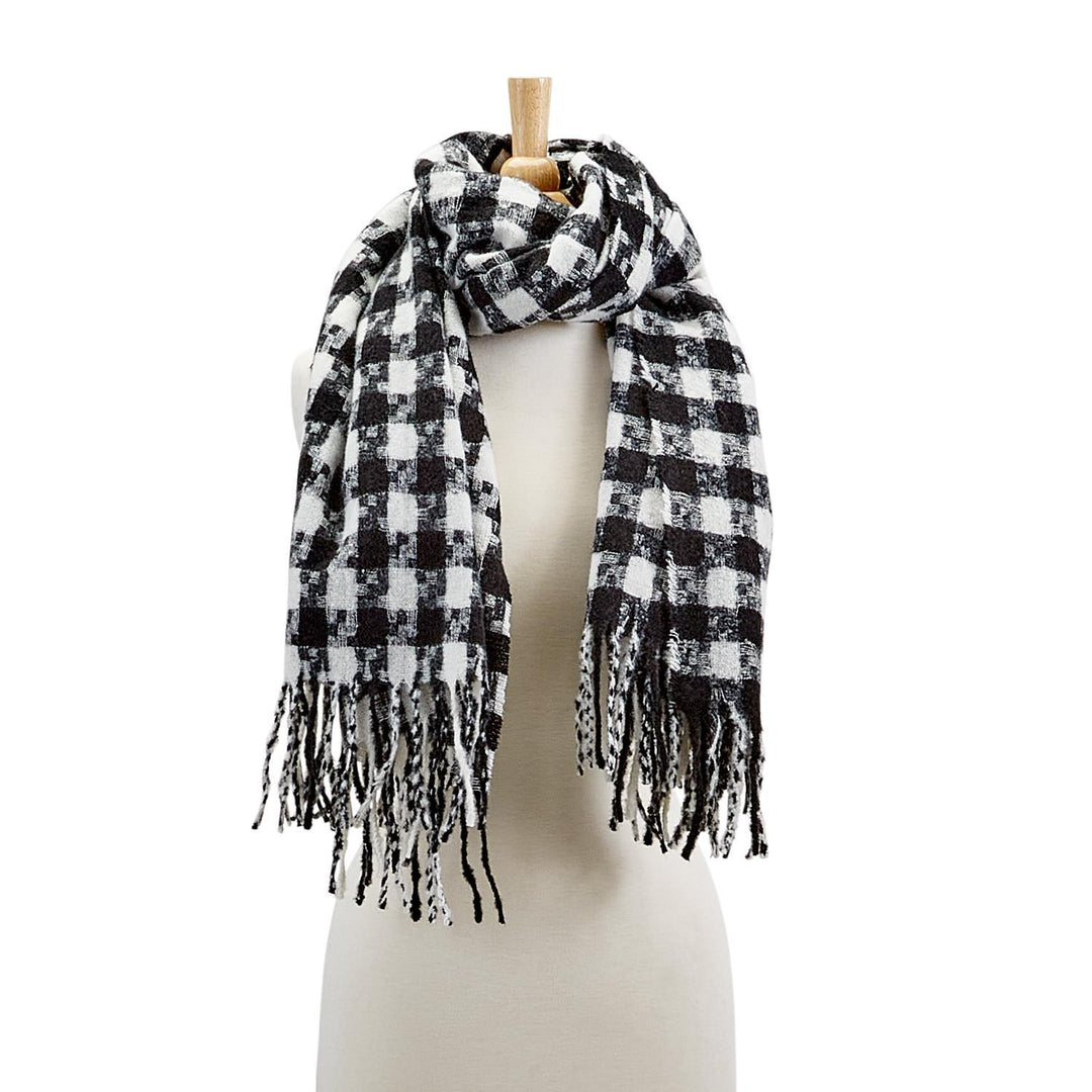 HOUNDSTOOTH SCARF WITH TASSELS - Kingfisher Road - Online Boutique