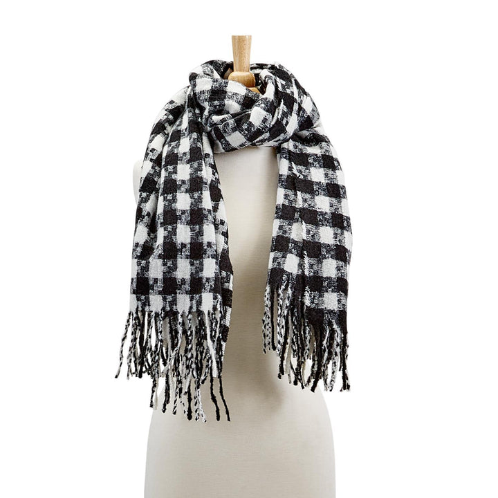 HOUNDSTOOTH SCARF WITH TASSELS - Kingfisher Road - Online Boutique