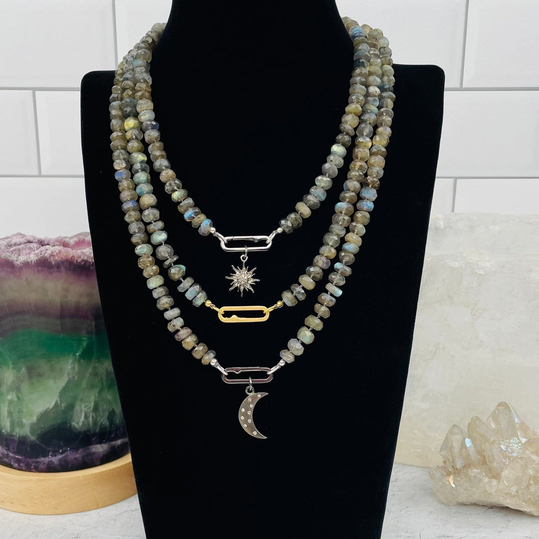 18" LABRADORITE CANDY NECKLACE W/ LOBSTER CLASP-GOLD