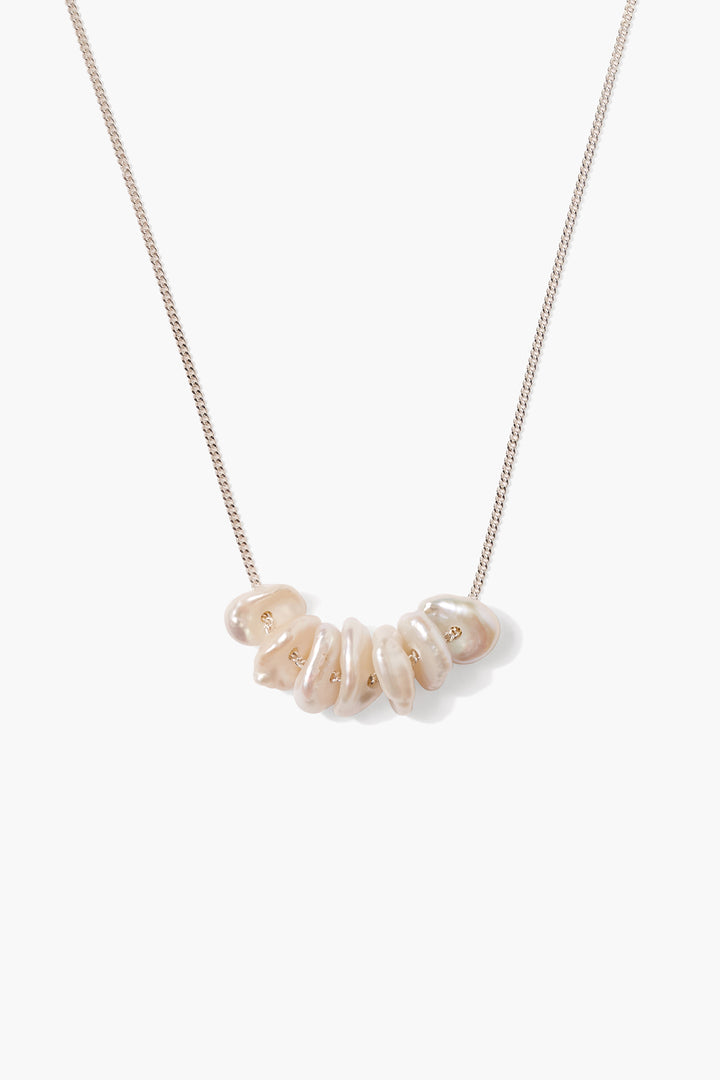 WHITE PEARL SILVER FLOATING NECKLACE - Kingfisher Road - Online Boutique